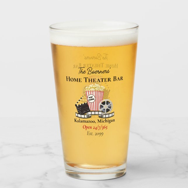 Home Theater Bar Beer Pint Soda Glasses Drinkware (Front Filled)