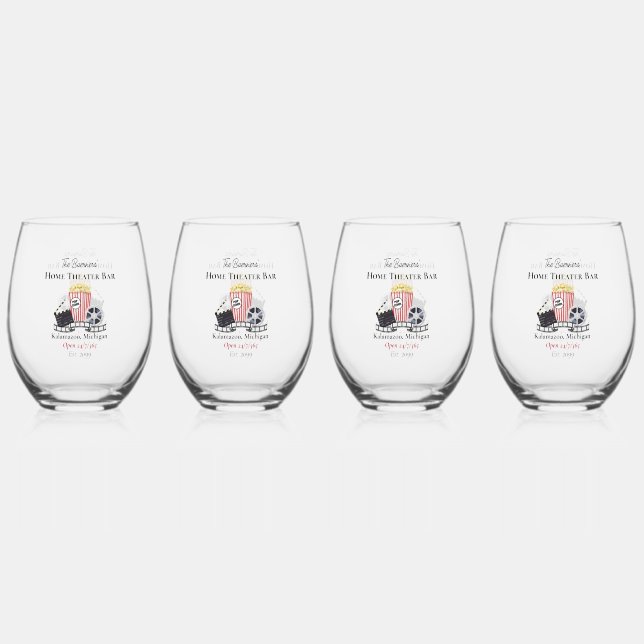 Home Theater Bar Stemless Wine Glasses Drinkware (Front)