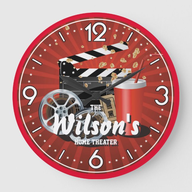 Home Theater Cinema Personalizable Wall Clock (Front)