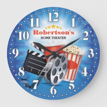 Home Theater Cinema Personalizable Wall Clock by NiceTiming at Zazzle
