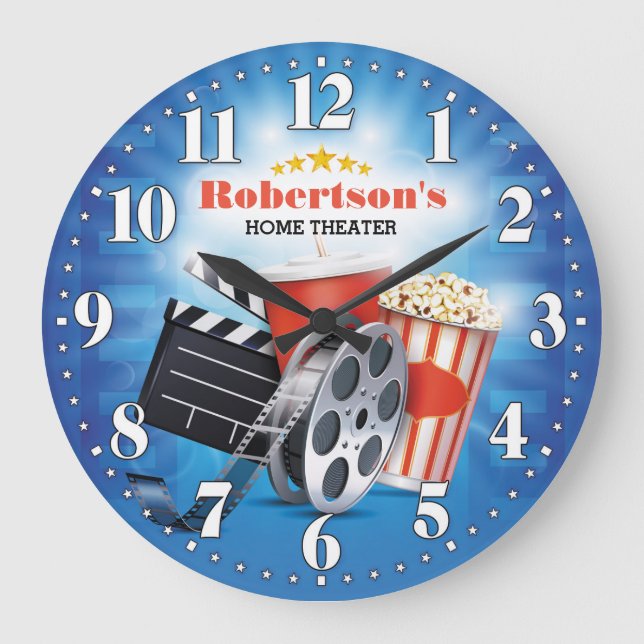 Home Theater Cinema Personalizable Wall Clock (Front)