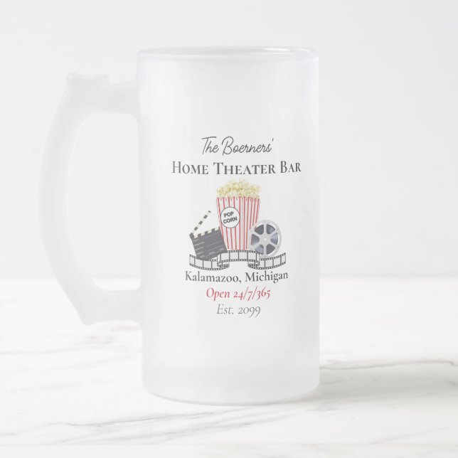 Home Theater Frosted Beer Mug Glasses Drinkware (Left)