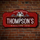 Home Theater Marquee Movie Red Carpet Wall Sign (Front)