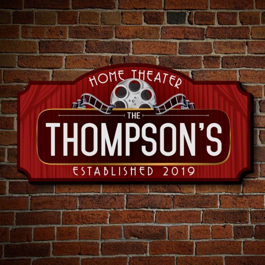 Home Theater Marquee Movie Red Carpet Wall Sign (Front)