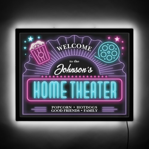 Home Theater Marquee TealPink ID979 LED Sign