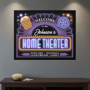 Home Theater Marquee Welcome Gold/Purple ID979 Wall Decal