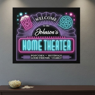 Home Theater Marquee Welcome Teal/Pink ID979 Wall Decal