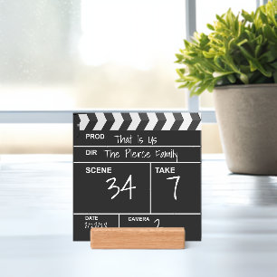 Home Theater Movie Clapboard Custom Sign & Holder