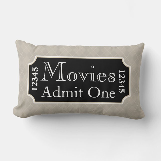 Home Theater Movie Ticket Cinema Pillow Decor (Front)