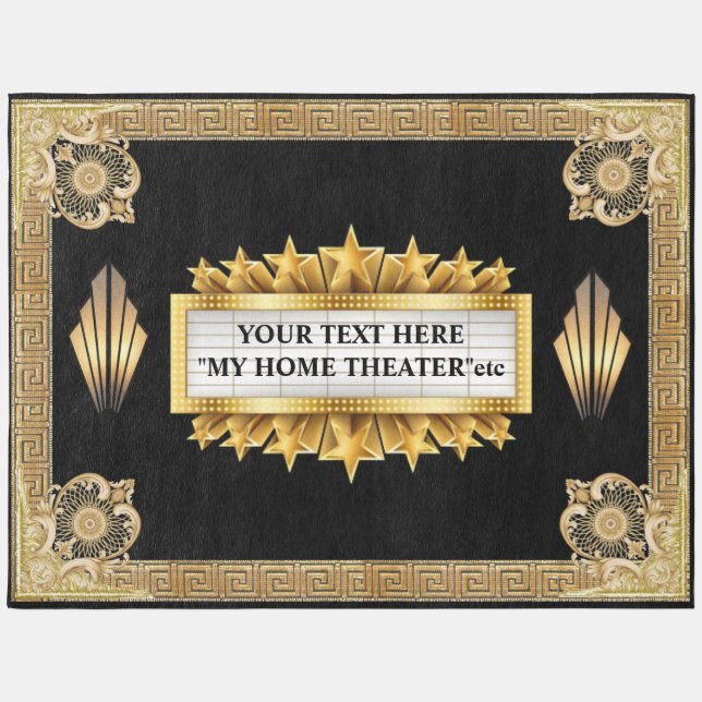 Home Theater PERSONALIZED Art Deco Area Rug (Front)