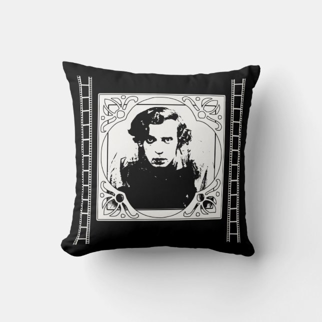 Home Theater Throw Pillow in Black and White (Front)