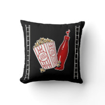 Home Theater Throw Pillow with Popcorn