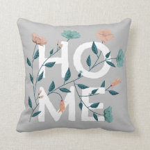 Home throw pillow: a grey floral decorative pillow
