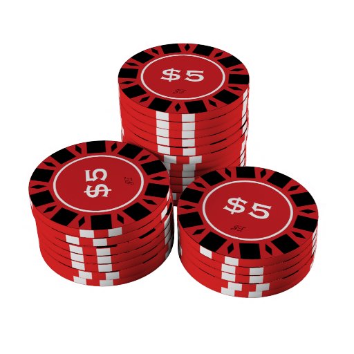 Home Tournament Poker Chips Red $5 w/ Your Brand | Zazzle