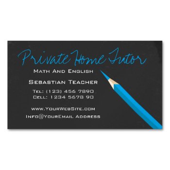 Home Tutor Teacher Pencil Magnetic Business Card by Ricaso_Intros at Zazzle