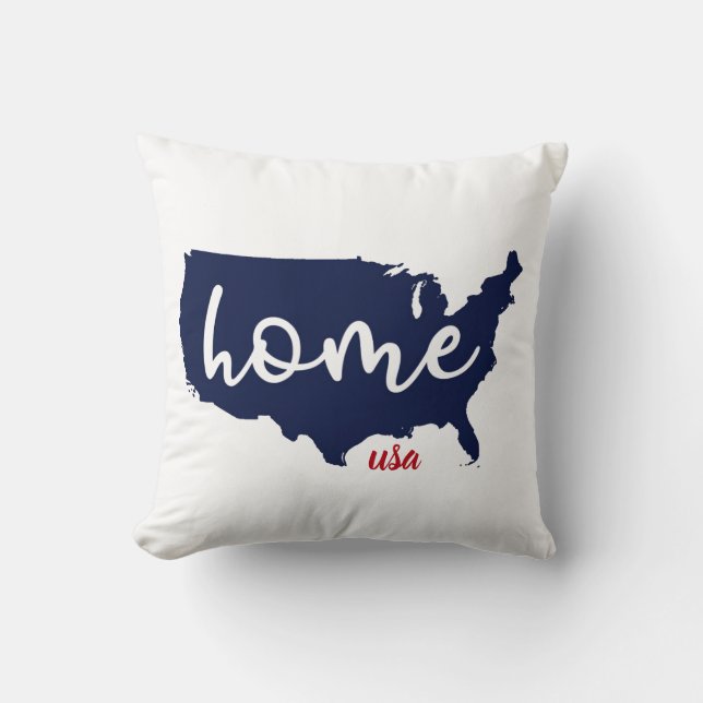 Home USA Patriotic Striped Pattern Throw Pillow (Front)