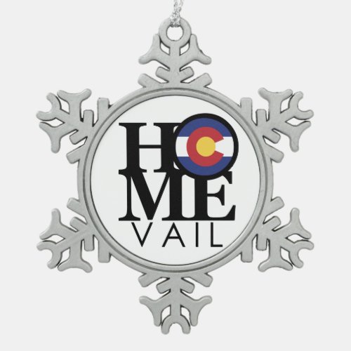 HOME Vail Colorado Snowflake Pewter Christmas Ornament