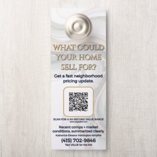 Home Value Range in 60 Seconds—Scan & Text Door Hanger