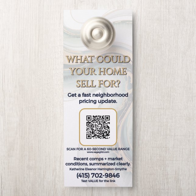 Home Value Range in 60 Seconds—Scan & Text Door Hanger (On Knob)