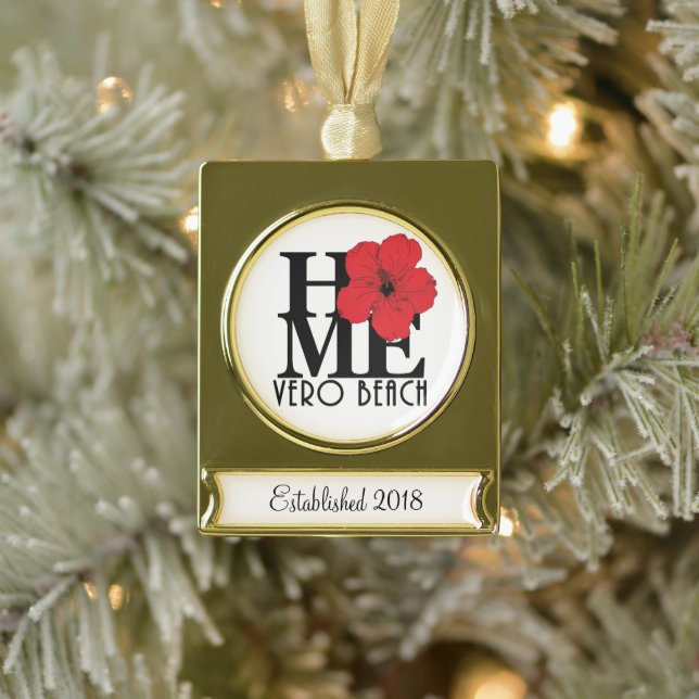 HOME Vero Beach Customizable Hibiscus Gold Plated Banner Ornament (Tree)