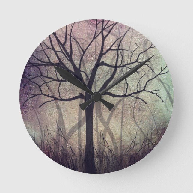 Home Wall Clock Tree Art Twilight (Front)