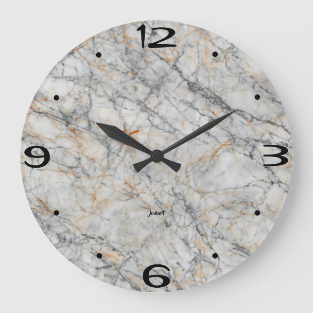 Home Wall Room Art Cut And Polished Marble Texture Large Clock (Front)