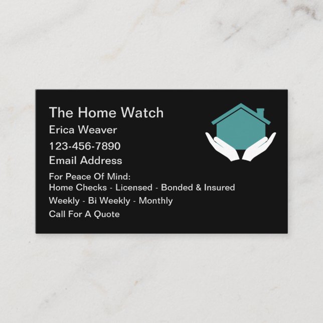 Home Watch Services Business Card Design (Front)