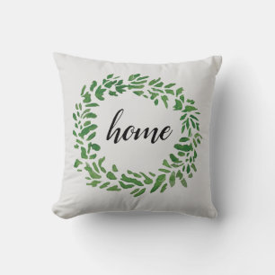 Home Welcome Wreath Throw Pillow