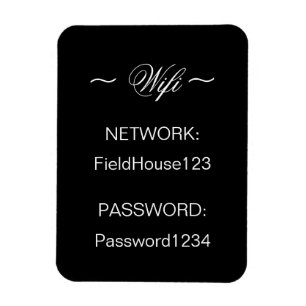 Home WIFI Network and Password Refrigerator Magnet