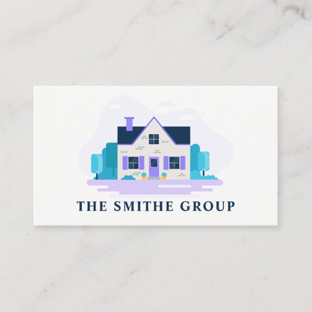Home with Garden | Real Estate Logo Business Card (Front)