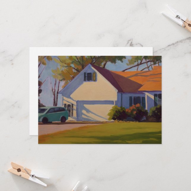 Home with Orange Yellow Green Trees Card (Front/Back In Situ)