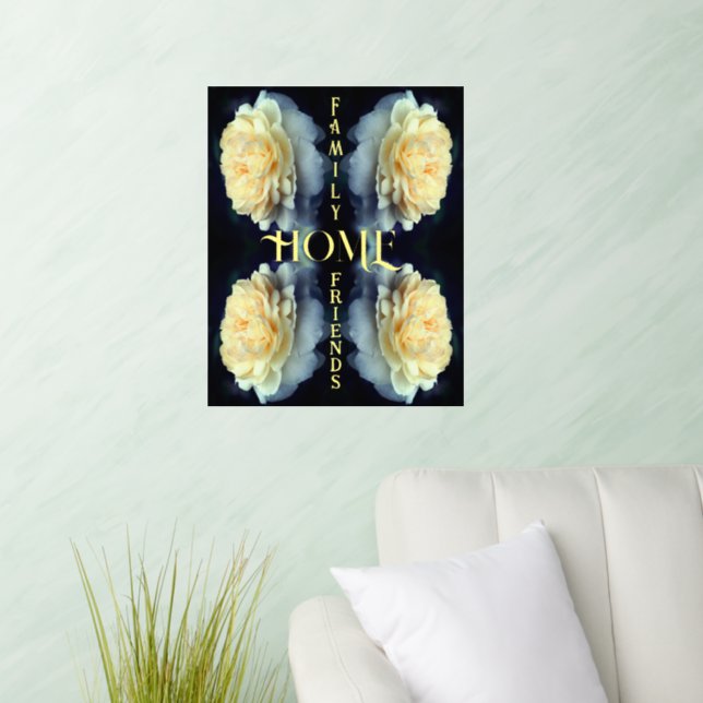 Home Yellow Rose Abstract Inspirational Words  Wall Decal (Living Room)