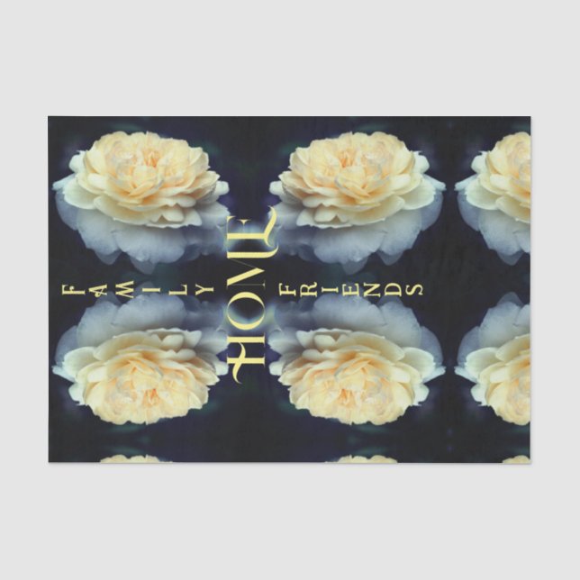 Home Yellow Rose Inspirational Words Decoupage Tissue Paper (Front)