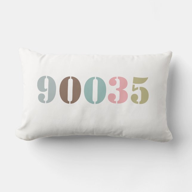 Home Zip Code Country Farmhouse Housewarming Gift Lumbar Pillow (Front)
