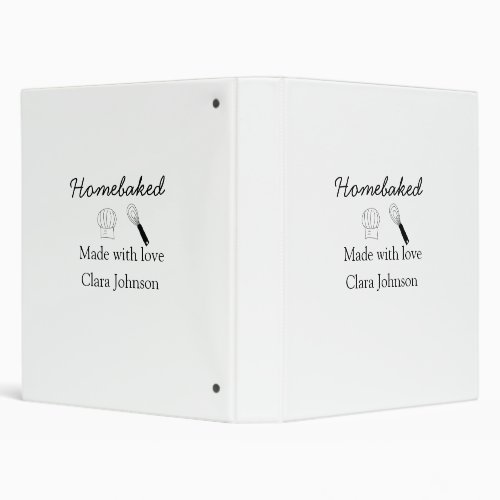 Homebaked bakery made with love add name details 3 ring binder