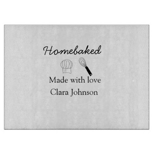 Homebaked bakery made with love add name details cutting board