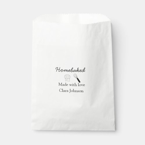 Homebaked bakery made with love add name details favor bag