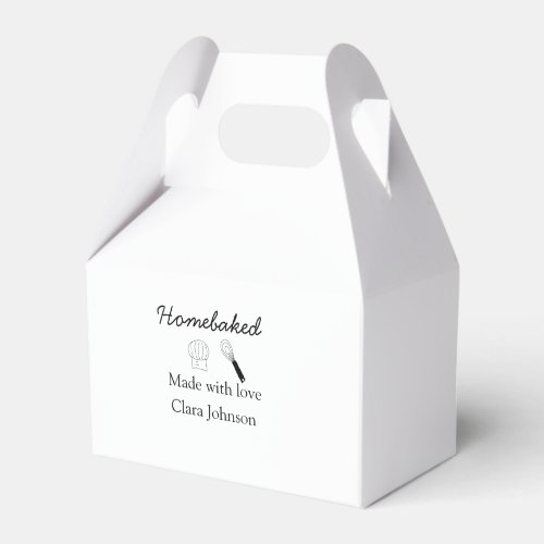Homebaked bakery made with love add name details favor boxes