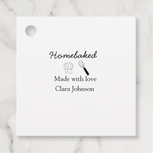 Homebaked bakery made with love add name details favor tags