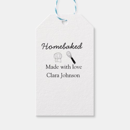 Homebaked bakery made with love add name details gift tags
