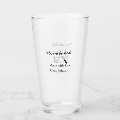 Homebaked bakery made with love add name details glass
