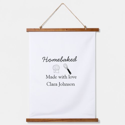 Homebaked bakery made with love add name details hanging tapestry