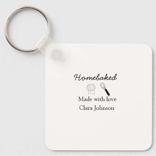 Homebaked bakery made with love add name details keychain