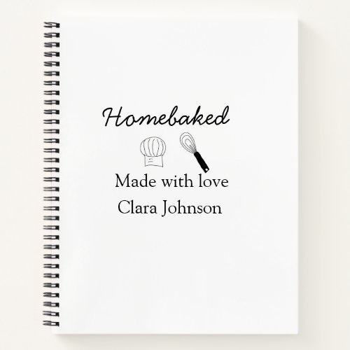 Homebaked bakery made with love add name details notebook