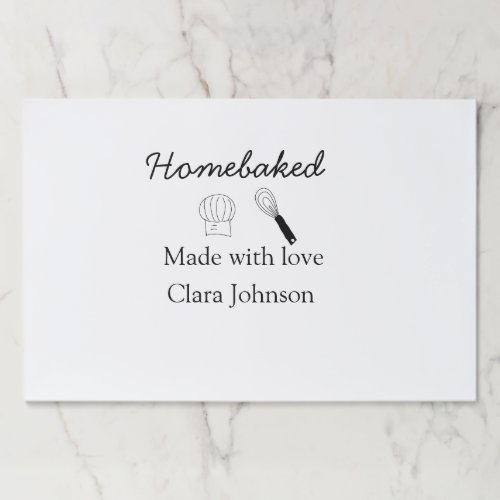 Homebaked bakery made with love add name details paper pad