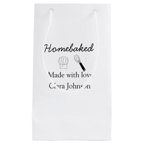 Homebaked bakery made with love add name details small gift bag