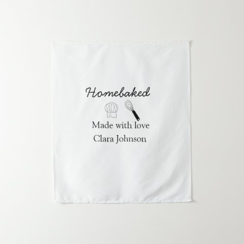 Homebaked bakery made with love add name details tapestry