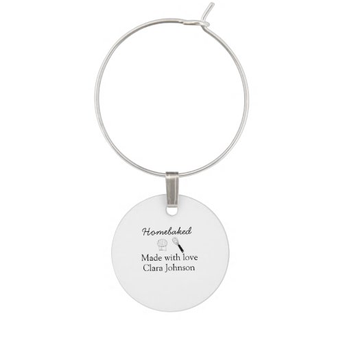 Homebaked bakery made with love add name details wine charm