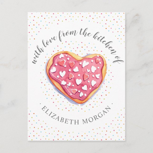 homebaked goods donuts and sprinkles monogram postcard (Front)