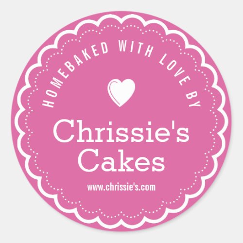 homebaked with love bakery purple personalized  classic round sticker